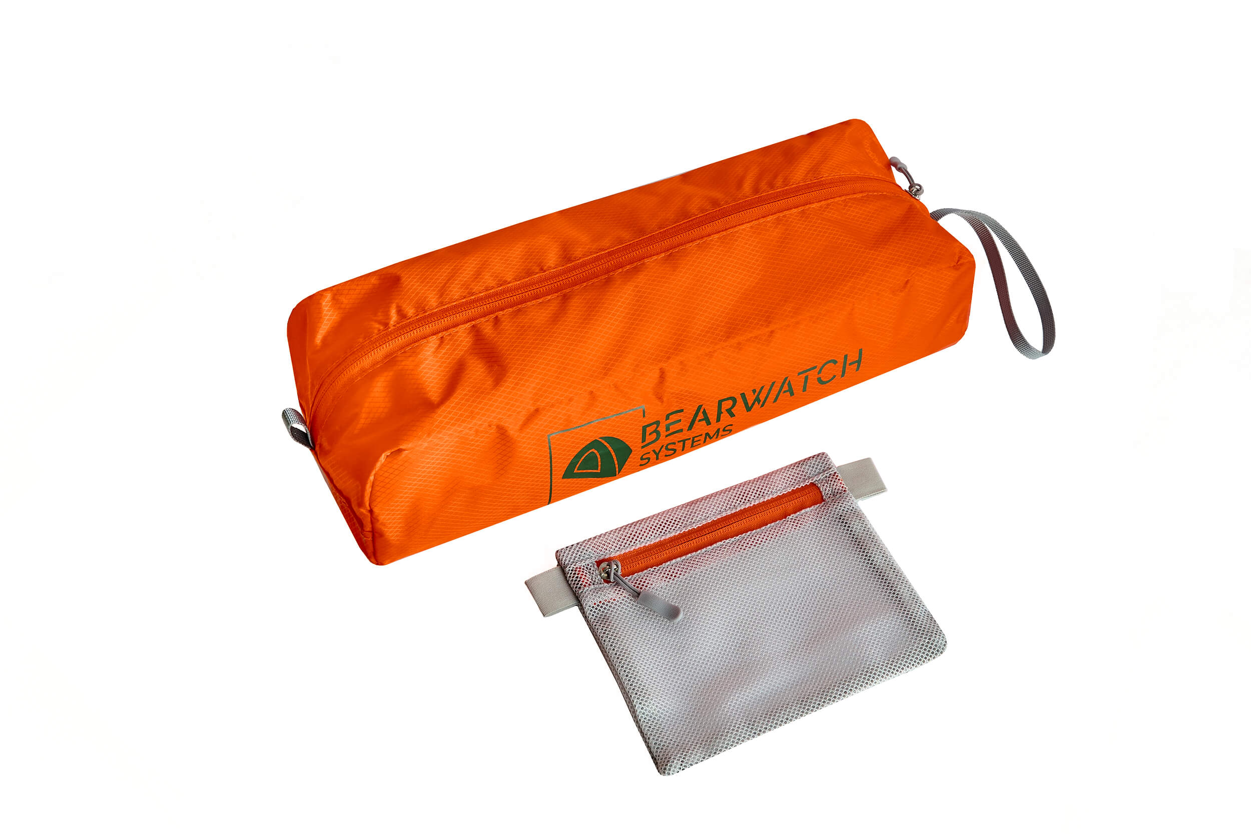Water-resistant orange storage bag with pouch